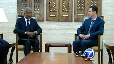 U.N. envoy Kofi Annan and President Bashar Assad are seen in this undated file photo.