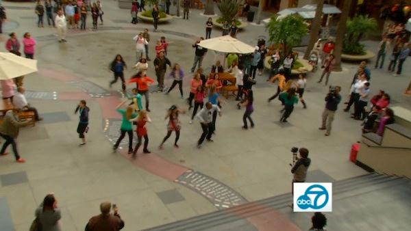 Eye on L.A. joined Dance Mob Nation to flash mob the Hollywood & Highland Center, surprising a very happy birthday girl.