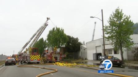 Authorities are investigating a fire at a Compton auto repair shop on the 1200 block of Alameda Street.
