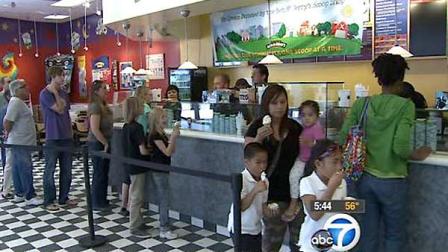 Customers are seen inside a Ben and Jerrys ice cream shop in this file photo.
