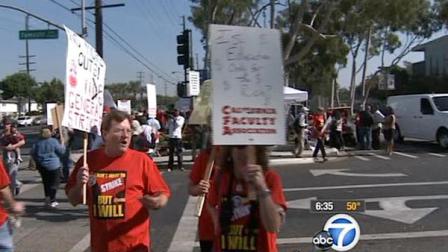 CSU workers are seen on strike in this undated file photo.