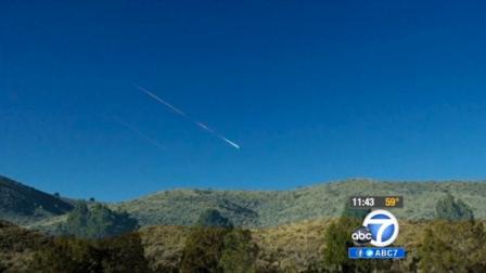 A bright streak believed to be caused by a meteor in Reno, Nev., is seen in this photo Arpil 22, 2012.