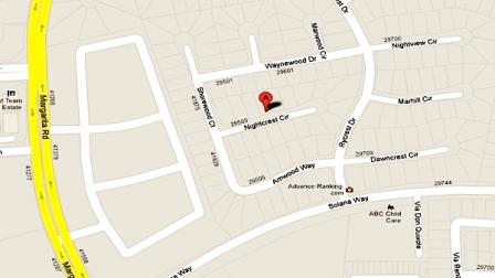 A map shows the 29600 block of Nightcrest Circle in Temecula where a man reportedly tried to lure kids into his vehicle using candy.