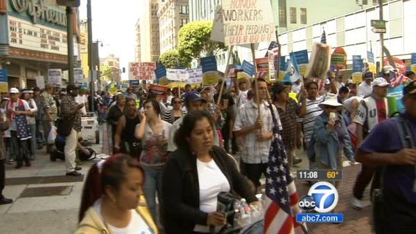 May Day 2012 marches tie up traffic in Downtown LA