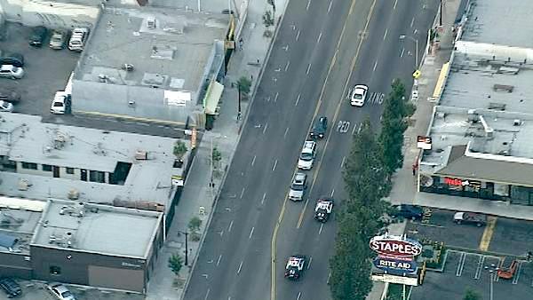 A robbery suspect led LAPD officers in a pursuit in and around the downtown Los Angeles area Tuesday, Sept. 11, 2012.A robbery suspect led LAPD officers in a pursuit in and around the downtown Los Angeles area Tuesday, Sept. 11, 2012.