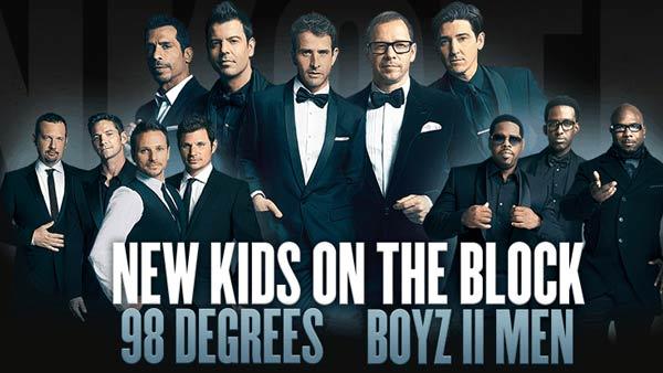NKOTB, 98 Degrees and Boyz II Men appear in a promotional photo for their 2013 The Package tour. - Provided courtesy of nkotb.com NKOTB, 98 Degrees and Boyz II Men appear in a promotional photo for their 2013 The Package tour. - Provided courtesy of nkotb.com