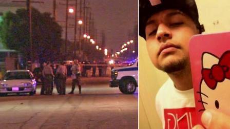 (Left) Investigators are shown at the scene of a fatal hit-and-run in Commerce on Thursday, July 26, 2012. (Right) Jose Torres, 19, is shown in this undated file photo. He was struck and killed by a hit-and-run driver.