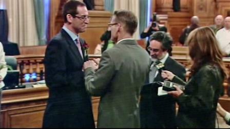Two men are seen getting married in this undated file photo.