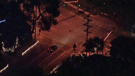 An area near Sunset Boulevard and Mandeville Canyon Road in the Pacific Palisades is seen.