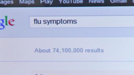 This undated file image shows a Google search yielding about 74 million results for flu symptoms. Doctors say trying to diagnose an illness with information you find on the Internet can backfire.