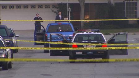 Authorities at the scene of an officer-involved shooting in Torrance on Thursday, Feb. 7, 2013.