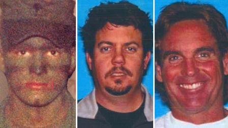 Michael William Donatelli, 45, of Indiana, Pa., Darren Arthur Rydstrom, 46, of Whittier, and David Gene Gibbs, 59, of Valencia, are seen in this split image.