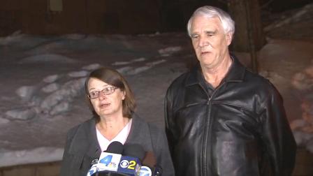 Karen and Jim Reynolds speak to reporters on Wednesday, Feb. 13, 2013, about their encounter with fugitive ex-Los Angeles police officer Chris Dorner while he was on the run.
