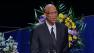 Kareem Abdul-Jabbar is seen speaking at the memorial for Dr. Jerry Buss on Thursday, Feb. 21, 2013.
