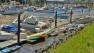 A dock full of boats is seen being flooded by waves from the Japan tsunami in March 2011.