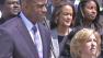 Earvin Magic Johnson (left) is seen with Wendy Greuel (right) on Thursday, March 28, 2013. Johnson announced his endorsements for Greuels campaign for L.A. mayor.