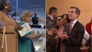 Los Angeles mayoral candidates Wendy Greuel and Eric Garcetti targeted churchgoers Sunday, May 19, 2013, ahead of Tuesdays election.