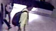 A man suspected of taking up-skirt photos of young girls at the Topanga mall is seen in a still from surveillance.