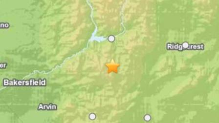 A USGS map shows the site of a 4.2-magnitude earthquake in Kern County on Sunday, Aug. 25, 2013.