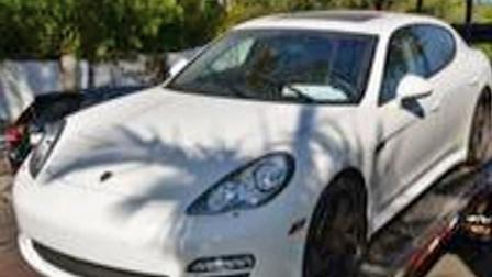 A Porsche Panamera stolen in December 2011 is seen. It was found in Studio City in September 2013.