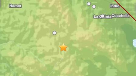 A USGS map shows the location of two small earthquakes that hit Anza, in Riverside County, on Sunday, Sept. 22, 2013.