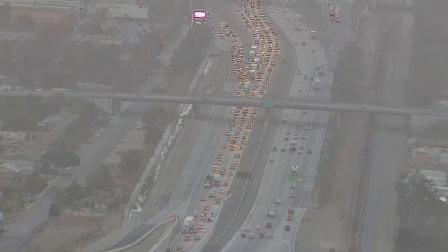 Backup from a big-rig crash on the westbound 10 Freeway in Fontana is seen Friday, Oct. 4, 2013.