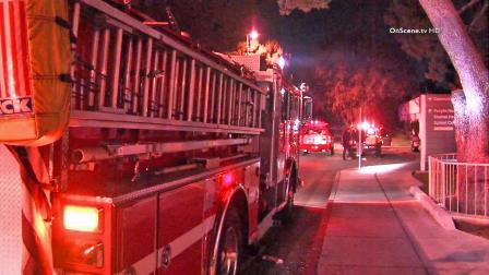 Crews respond to the scene of a fire at the Long Beach VA Hospital in Long Beach on Friday, Dec. 13, 2013.