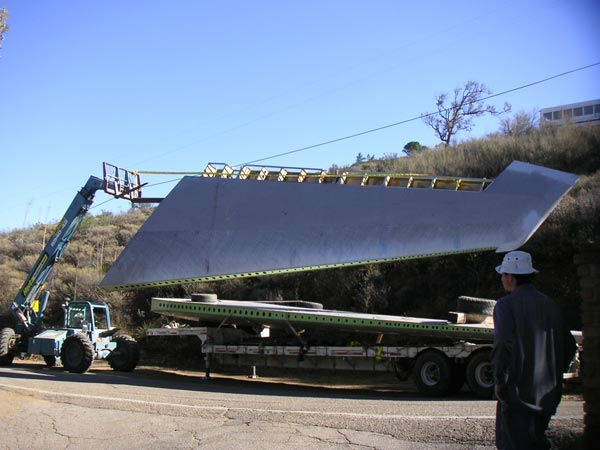 The wings of a deconstructed Boeing 747 airplane...