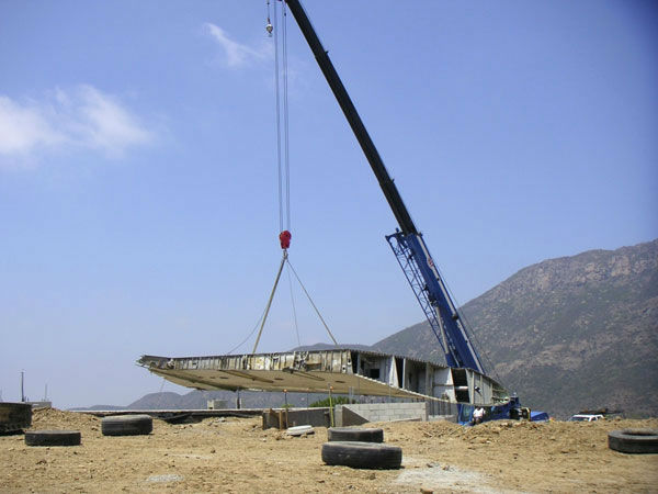 The wings of a deconstructed Boeing 747 airplane...
