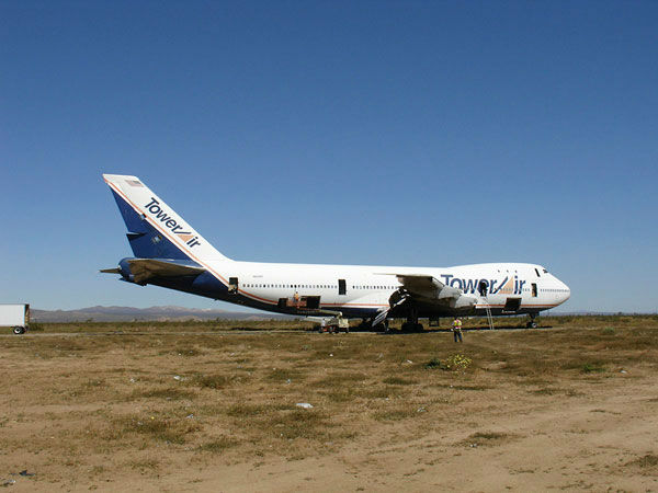 The wings of a deconstructed Boeing 747 airplane...