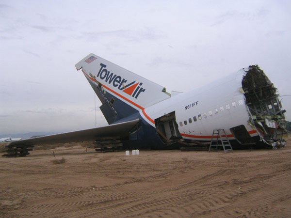 The wings of a deconstructed Boeing 747 airplane...