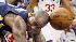 Philadelphia 76ers Allen Iverson, left, knocks the ball loose from Indiana Pacers Dahntay Jones in the first half of an NBA basketball game, Monday, Jan. 25, 2010, in Philadelphia.