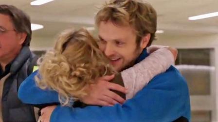 Travis Spire-Sweet is seen hugging his girlfriend at a Kansas hospital.