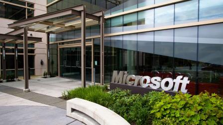 An entrance to Building 99 on the Microsoft Redmond Campus in Redmond, Wash. is seen in this Dec. 31, 2010 photo.