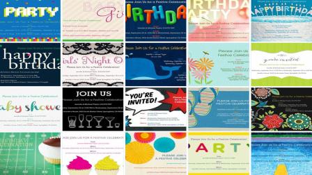 This undated image provided by Evite shows a selection of the websites paper invitations.