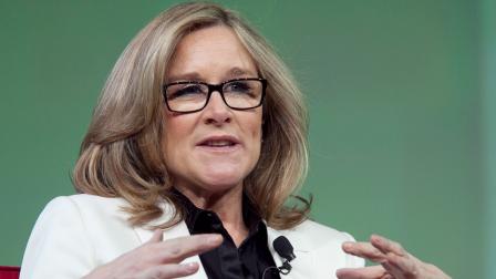 Angela Ahrendts, the CEO of Burberry, speaks at the National Retail Federations annual convention, Wednesday, Jan. 18, 2012 in New York.