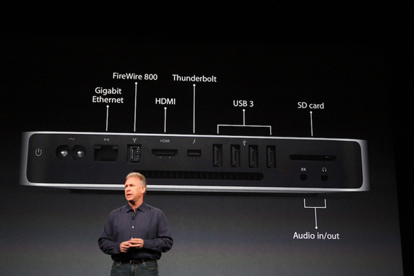 The Mac Mini is unveiled at the Apple event on...