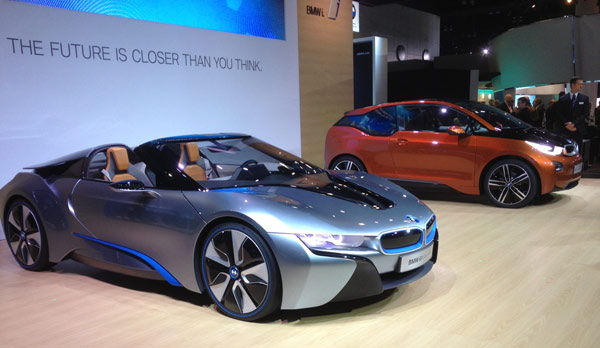 BMW models on display at the 2012 Los Angeles...