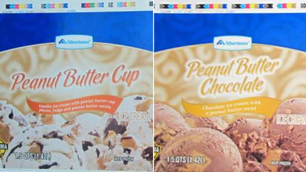Two Albertsons brand ice cream flavors, seen above in photos released by the Food and Drug Administration, were recalled due to salmonella concerns.