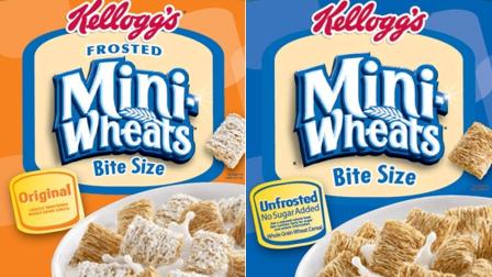 Kelloggs Frosted Mini-Wheats Bite Size (left) and Unfrosted Mini-Wheats Bite Size (right) are shown in these photos from the Kelloggs website.