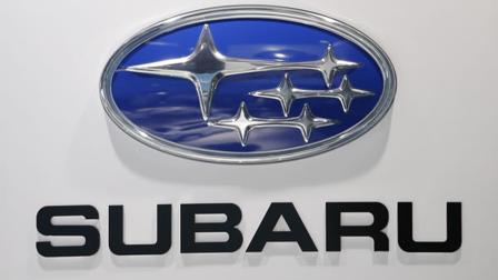 The Subaru logo is seen at the LA Auto Show in Los Angeles, Thursday, Nov. 29, 2012.