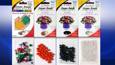 Eco Novelty is recalling water-absorbing multi-use beads, shown in these photos from the Consumer Product Safety Commission, because kids can swallow them thinking theyre candy.