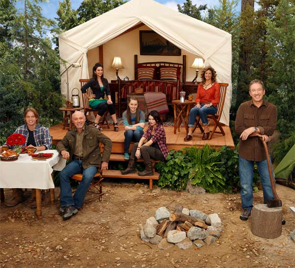 ABC's 'Last Man Standing' stars Christoph Sanders as Kyle, Hector Elizondo as Ed, Molly Ephraim as Mandy, Kaitlyn Dever as Eve, Alexandra Krosney as Kristin, Nancy Travis, as Vanessa and Tim Allen as Mike.