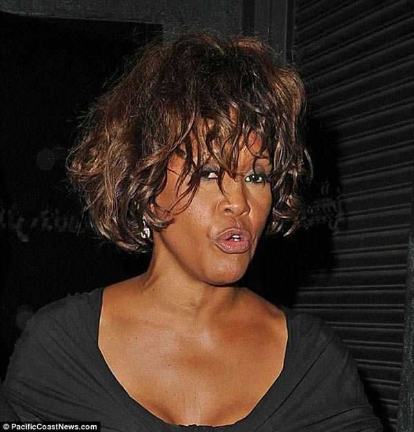 Singer Whitney Houston is seen attending a...