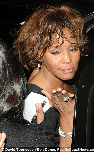 Singer Whitney Houston is seen attending a...