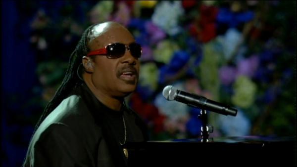 Stevie Wonder is seen performing They Wont Go When I Go at Michael Jacksons memorial on July 7, 2009.