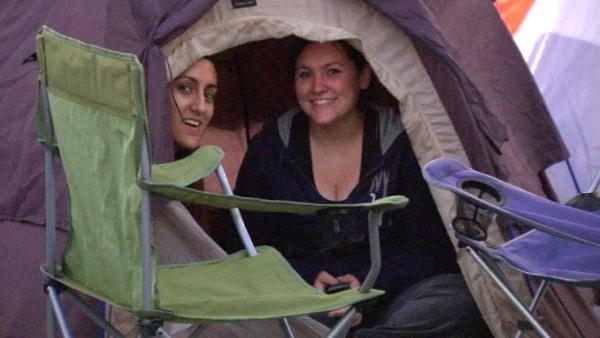 They've set up camp with hopes of catching a glimpse of their favorite character.