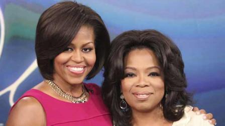 In this photo taken Jan. 21, 2011 and provided by Harpo Productions Inc., talk-show host Oprah Winfrey, right, poses with first lady Michelle Obama during taping of The Oprah Winfrey Show at Harpo Studios in Chicago.