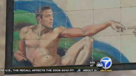 An art studio in Cincinnati, Ohio recreated a portion of Michelangelos Sistine Chapel painting with George Clooney in Adams role.