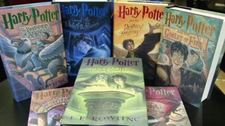 The seven-book print set of Harry Potter books autographed by author J.K. Rowling are seen at the National Braille Press in Boston, Wednesday, Oct. 3, 2007.